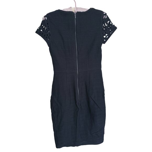 Maeve Anthropologie Laser Cut Basalt Sheath Dress 0 Black Event Mother of Bride - Picture 6 of 12